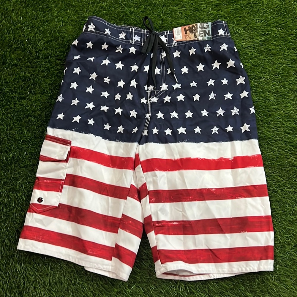 Boys American Flag Hang Ten Swim Shorts